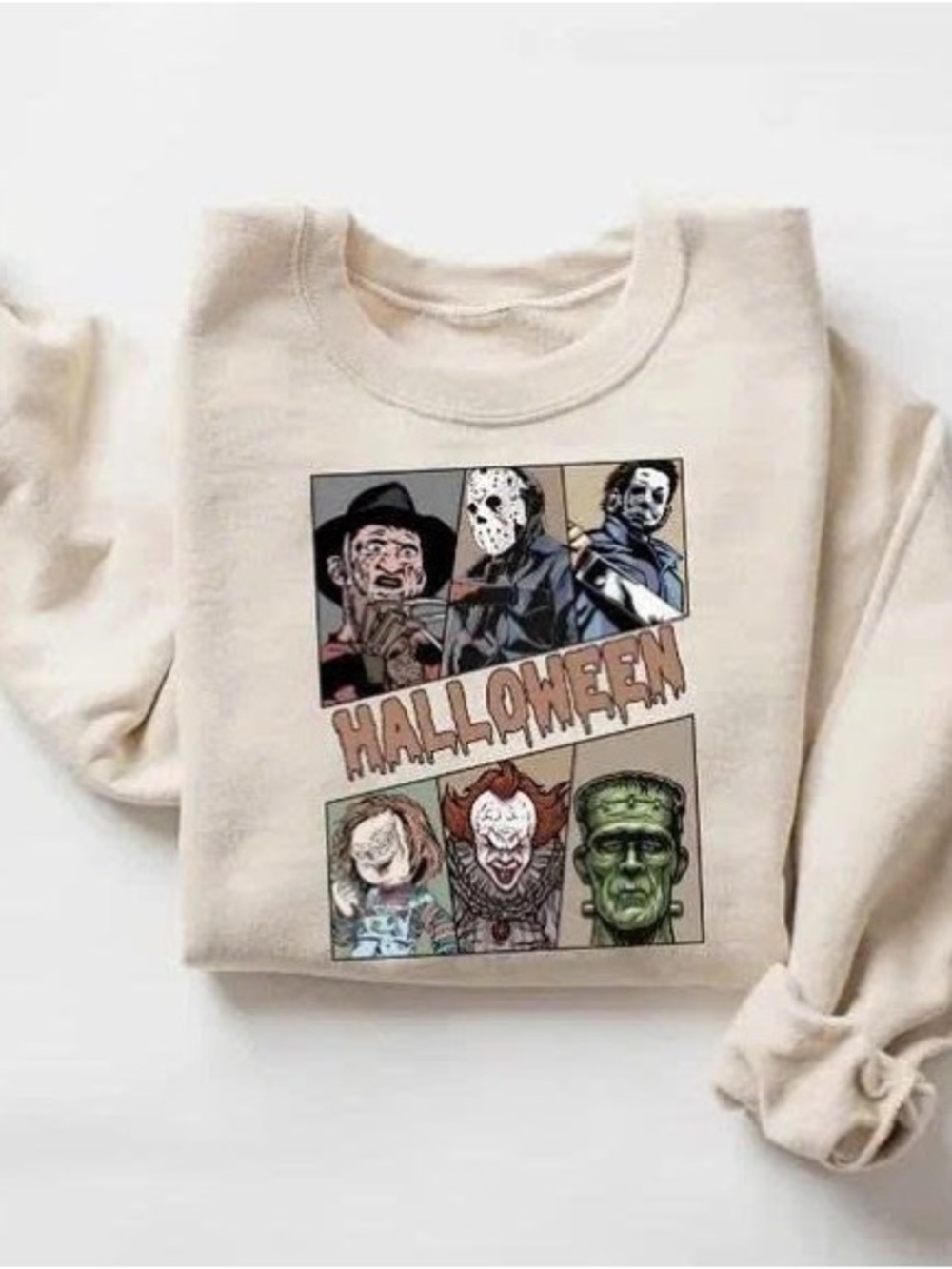 Halloween Horror Panel Crewneck Sweatshirt